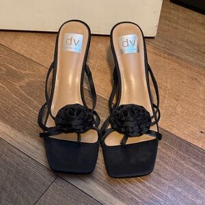 DV by Dolce Vita Black Strappy Rose Slide Heels